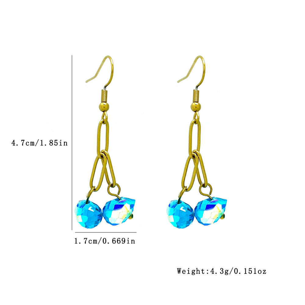 Boucles D'Oreilles Pendantes Simples En Cristal Doré Pour Femmes Image4