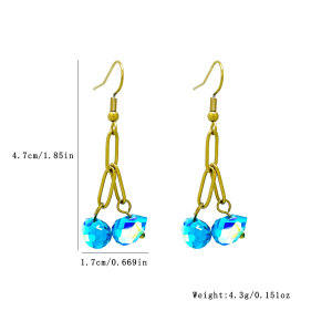 Boucles D'Oreilles Pendantes Simples En Cristal Doré Pour Femmes h5 Image4