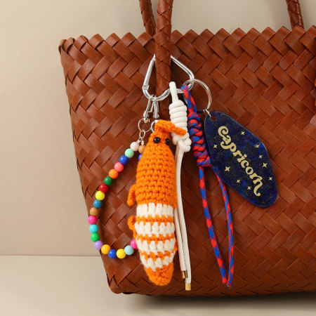Série simple, perles naturelles en forme d'animal, style homard torsadé, style océanique, breloques pour sac en corde tressée