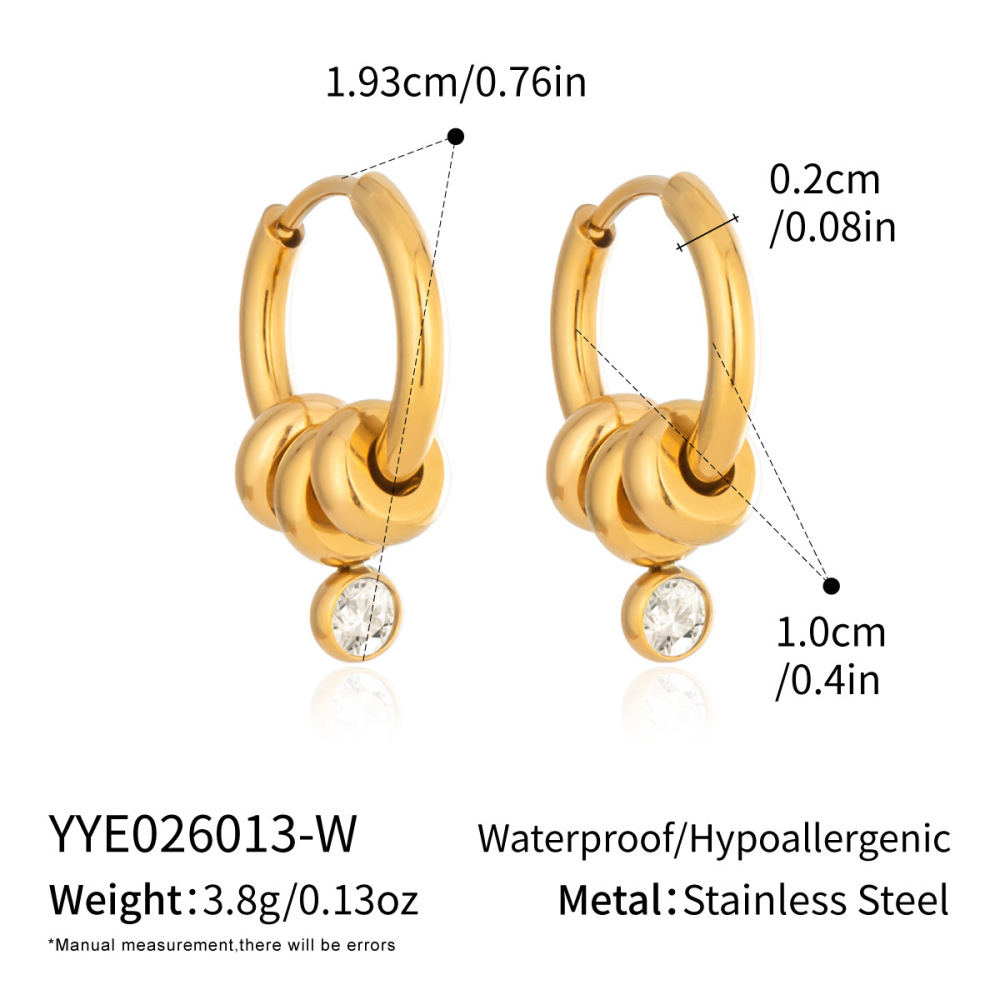 Boucles D'Oreilles Pendantes Pour Femmes, En Acier Inoxydable, Étanches, Couleur Or, Avec Zircon.