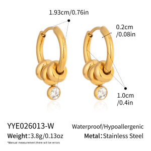 Boucles D'Oreilles Pendantes Pour Femmes, En Acier Inoxydable, Étanches, Couleur Or, Avec Zircon. h5