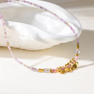 Collier De Perles Pour Femme, Style Géométrique Simple, En Acier Inoxydable, Couleur Or, Étanche. h5 Image2