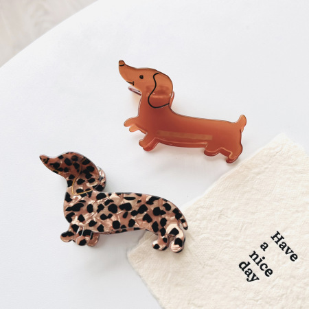 Série Simple Animal Mignon Teckel Imprimé Léopard Dessin Animé Acétate Poils Griffes