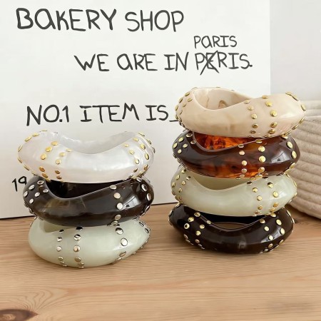 Bracelets pour femmes en résine à dégradé de couleurs, forme irrégulière, style punk, collection Simple