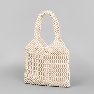 Sac Carré Pour Femme En Bois Multicolore Ajouré Et Perles Tissées Style Vacances h5 