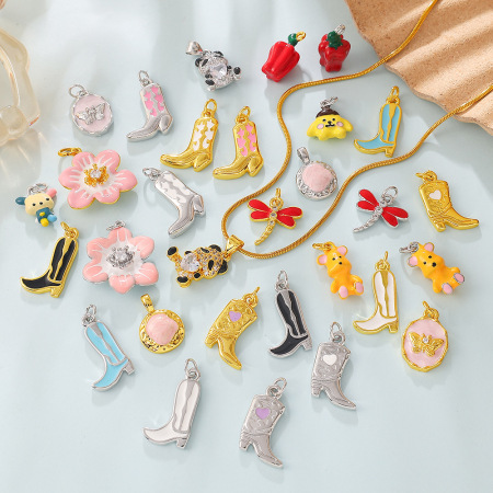 Pendentifs pour femmes en strass couleur cuivre et or, forme irrégulière, inspirés des bottes d'animaux et des fleurs, à faire soi-même