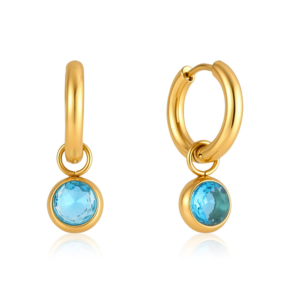 Boucles D'Oreilles Pendantes Pour Femmes En Acier Inoxydable Étanche, Couleur Or, Avec Zircon. Image4