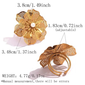 Bague Tendance Rétro Au Quotidien, Forme Irrégulière, En Acier Inoxydable Étanche Couleur Or h5 