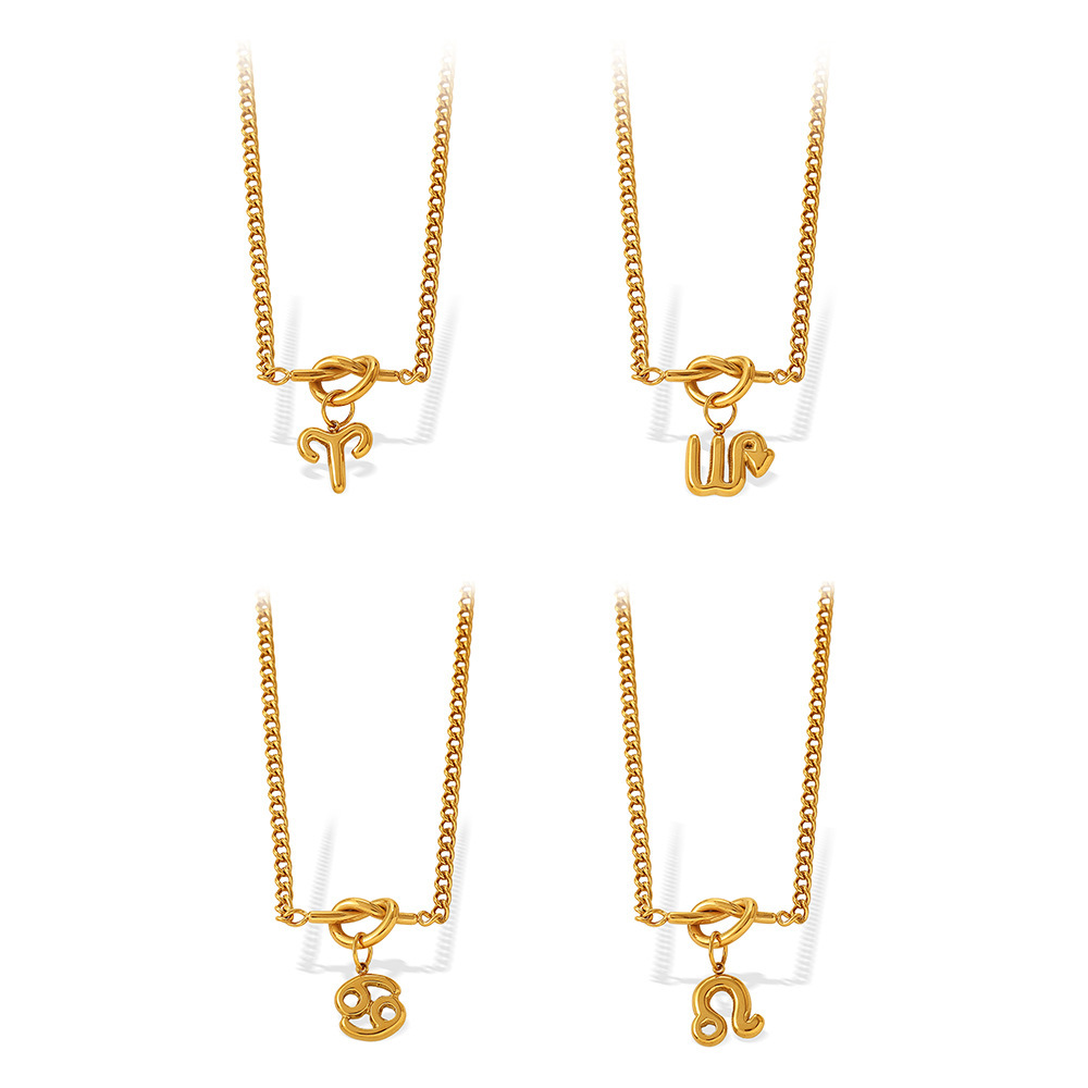 Colliers Pendentifs Pour Femmes Simple Series Daily Constellation En Acier Inoxydable Étanche Couleur Or Image4