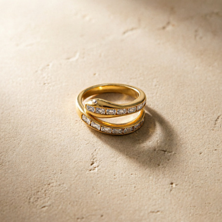 Bagues pour femmes en acier inoxydable étanche, motif serpent classique, ornées de zircon et de pierres précieuses 2