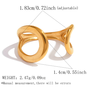 Bague Tendance Simple Series Daily, Forme Irrégulière, En Acier Inoxydable, Couleur Or, Étanche. h5
