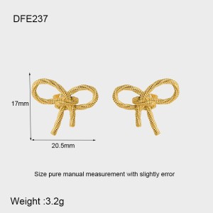 Boucles D'Oreilles Puces Pour Femmes, Style Nœud Papillon Géométrique, En Acier Inoxydable Étanche, Collection Simple Series Daily. h5