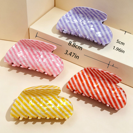 Pinces à cheveux en PVC de couleur mélangée, motif cœurs, rayures et pois, collection romantique 2