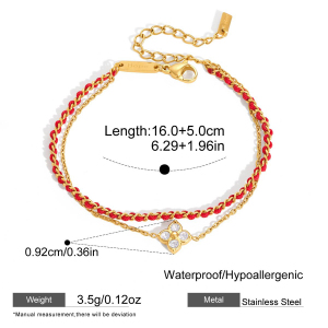 Bracelet Tressé Pour Femme, Collection Romantique Sweet Clover, En Acier Inoxydable, Couleur Or, Étanche. h5 