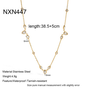 Colliers À Maillons Pour Femmes, Série Luxueuse, Élégants, En Acier Inoxydable, Couleur Or, Avec Zircon Et Pendentif Goutte. h5