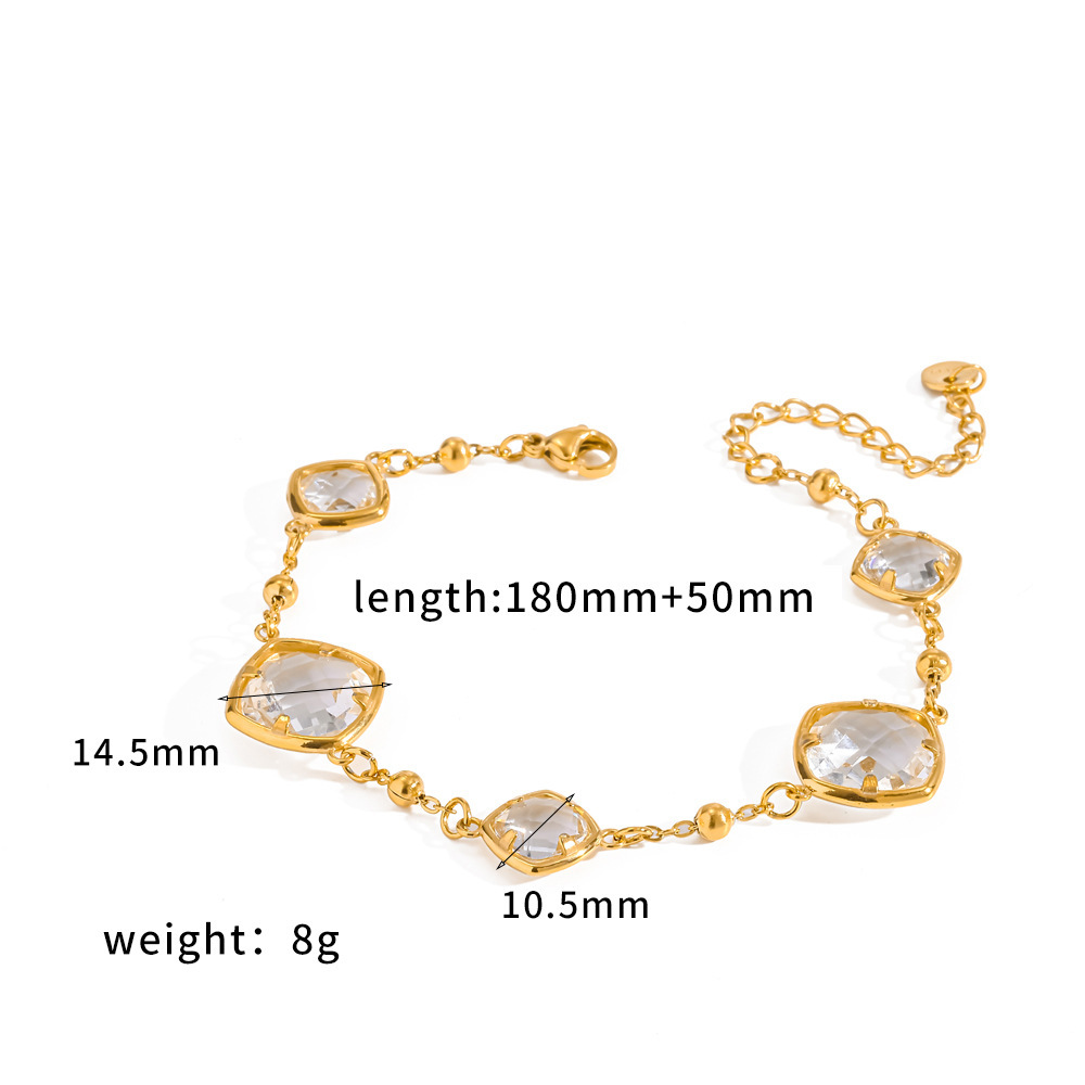 Bracelets À Maillons Pour Femmes, En Acier Inoxydable, Étanches, Couleur Or, Ornés De Strass, De La Série Luxueuse 