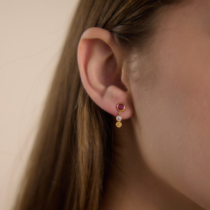 Boucles D'Oreilles Pendantes Pour Femmes, En Acier Inoxydable Étanche, Couleur Or, Avec Pompon Et Zircon. h5 Image4
