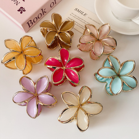 Pinces à cheveux acryliques couleur unie Sweet Flower de la série Simple 2