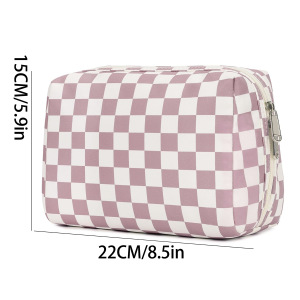 Trousses À Maquillage Quotidiennes En Polyester À Carreaux Multicolores De La Série Simple h5 
