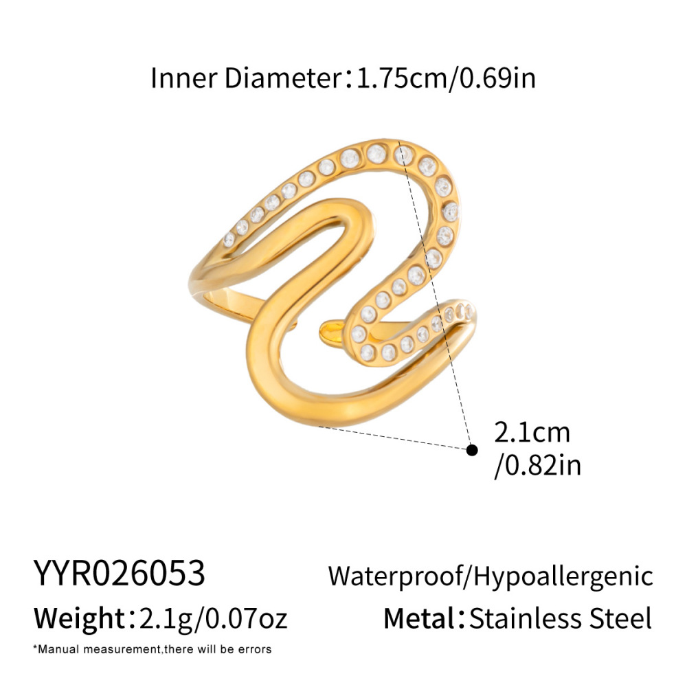 Bagues Minimalistes En Acier Inoxydable De Forme Irrégulière, Étanches, Couleur Or, Ornées De Strass.