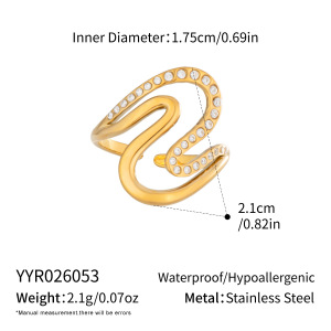 Bagues Minimalistes En Acier Inoxydable De Forme Irrégulière, Étanches, Couleur Or, Ornées De Strass. h5