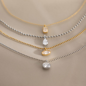 Colliers Pendentifs Pour Femmes En Acier Inoxydable, Forme Géométrique Simple, Étanches, Avec Zircon h5 Image5