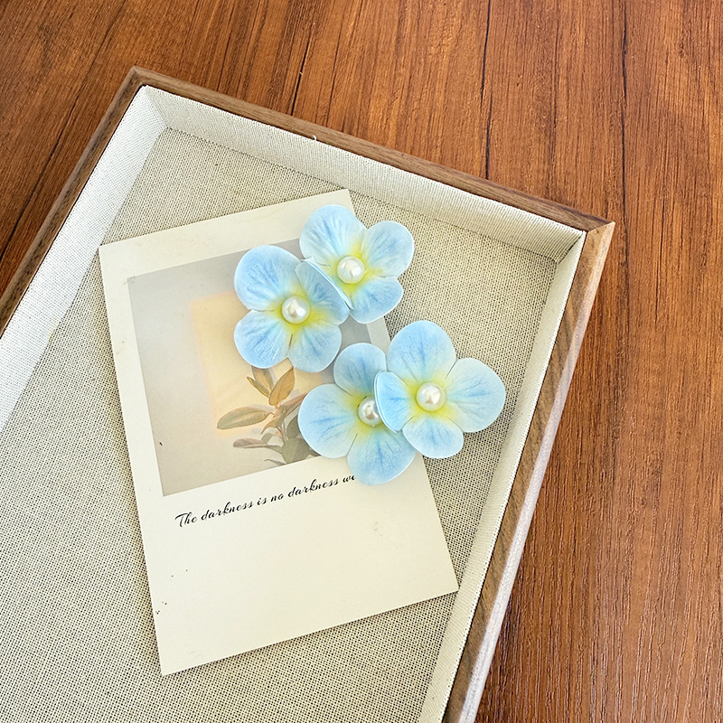 Pinces À Cheveux En Tissu Dégradé De Couleurs Avec Motif Floral Doux, Collection Simple