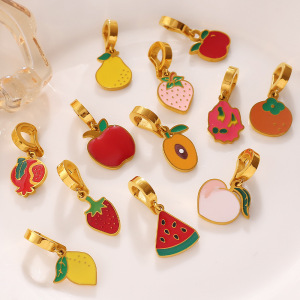 Pendentif Femme Simple Series Daily Fruit En Acier Inoxydable Étanche Couleur Or h5 Image3