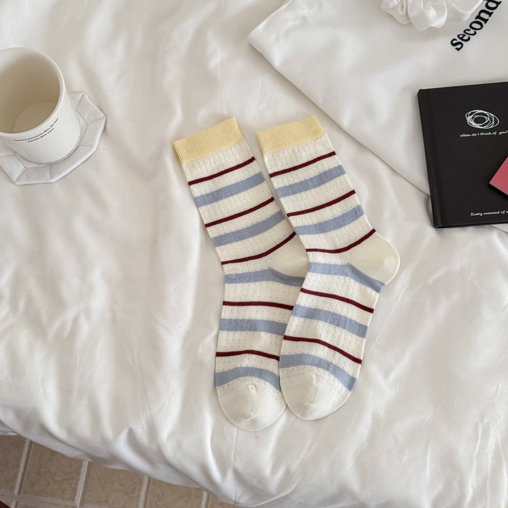 Chaussettes Mi-Mollet À Rayures Basiques Slight Bounce Color Clash