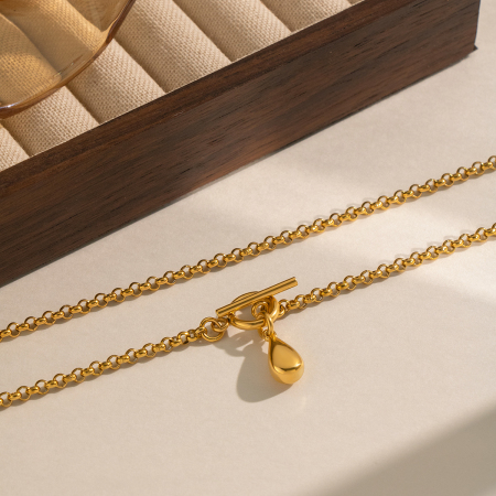 Colliers pendentifs pour femmes Daily Droplet en acier inoxydable étanche couleur or 2