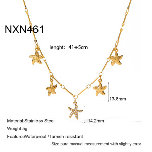 Colliers Pendentifs Pour Femmes En Acier Inoxydable, Étanches, Couleur Or, Avec Zircon Et Étoile De Mer h5