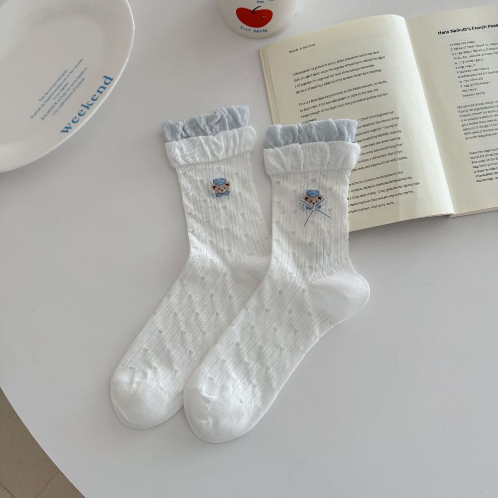 Chaussettes Mi-Mollet Élégantes À Motif Cœur Animal Et Rebond Léger 