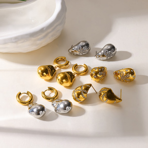 Boucles D'Oreilles Puces Pour Femmes, Style Simple Et Luxueux, En Acier Inoxydable, Imperméables, Couleur Or, Avec Nœud Papillon Et Zircon. h5 Image3