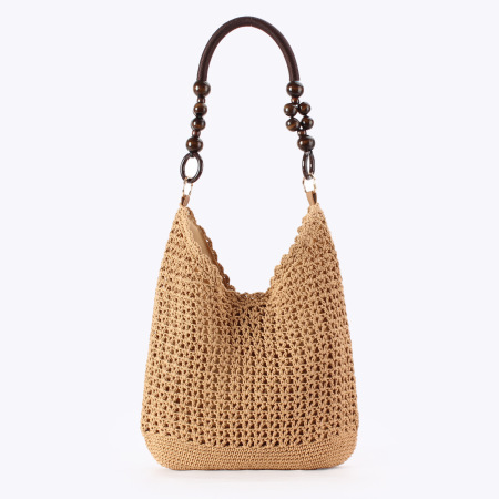 Sac carré pour femme en coton tissé et perles tissées, style décontracté