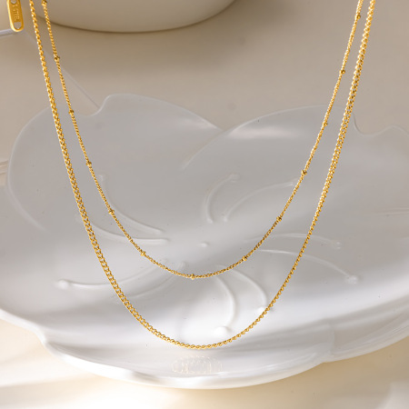Colliers superposés pour femmes, en acier inoxydable, couleur or, étanches, de la collection Simple Series Daily Chain