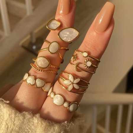 Bagues tendance en acier inoxydable doré, forme simple et irrégulière, inspirées des coquillages de lune, collection romantique.