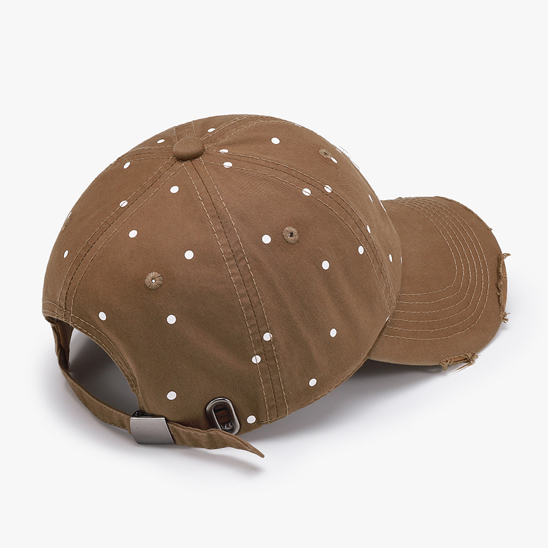 Casquette De Baseball En Coton À Pois, Couleur Unie, Style Décontracté, Série Simple h5Image5