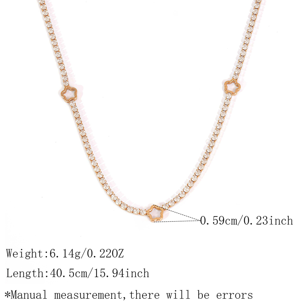 Colliers À Maillons Pour Femmes, En Acier Inoxydable, Couleur Or, Avec Zircon, Collection Simple Series Daily Flower 
