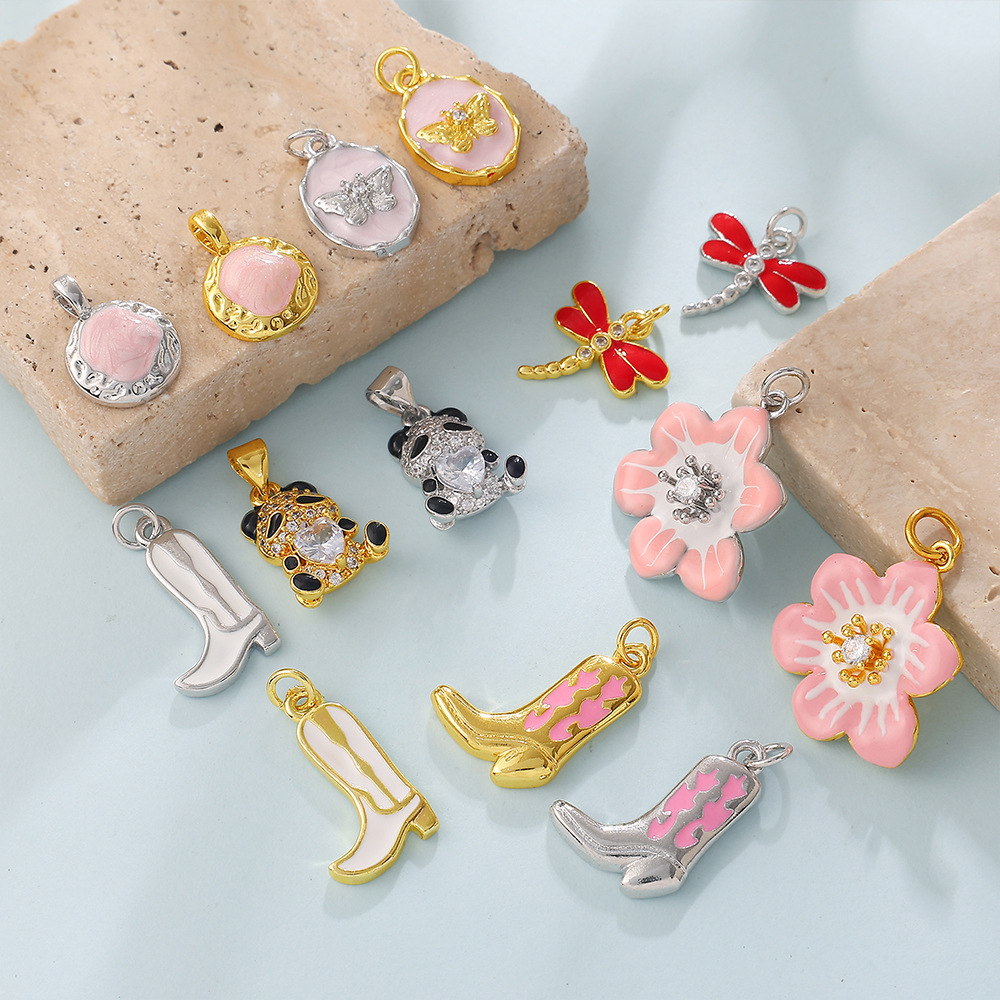 Pendentifs Pour Femmes En Strass Couleur Cuivre Et Or, Forme Irrégulière, Inspirés Des Bottes D'Animaux Et Des Fleurs, À Faire Soi-Même Image3