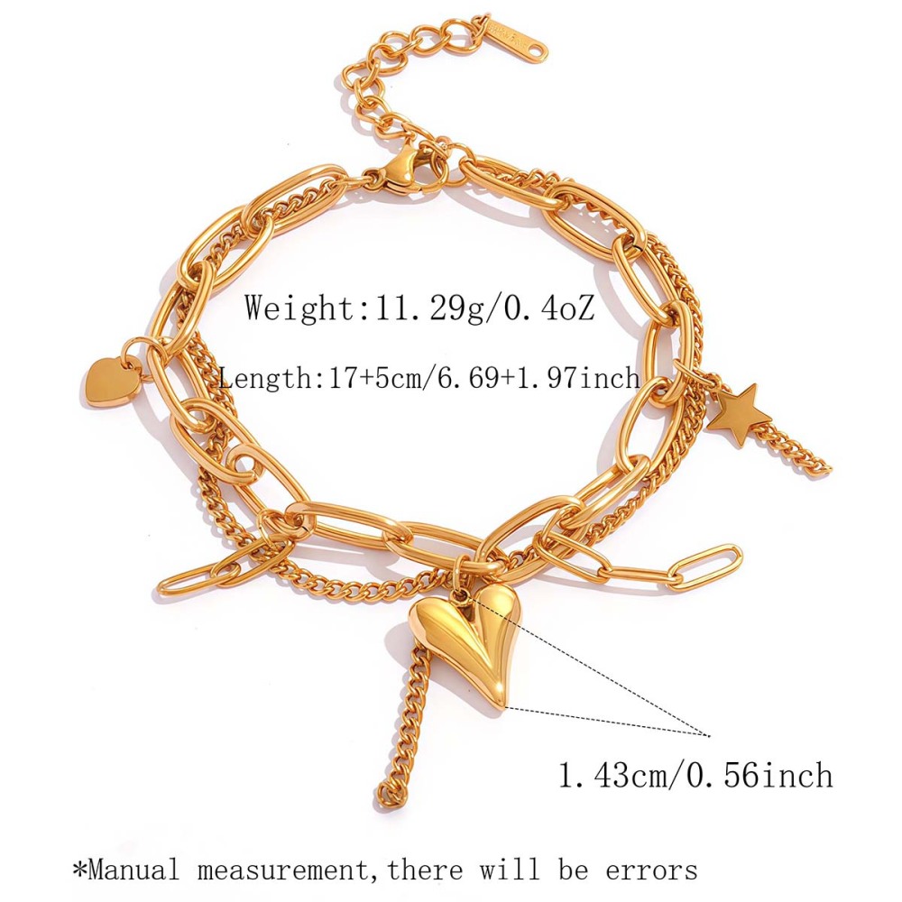 Bracelet Chaîne Femme Simple Series Rétro De Forme Irrégulière En Acier Inoxydable Étanche Couleur Or 