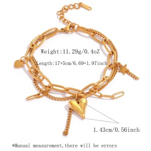 Bracelet Chaîne Femme Simple Series Rétro De Forme Irrégulière En Acier Inoxydable Étanche Couleur Or h5 