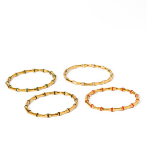 Bracelets Pour Femmes En Acier Inoxydable Étanche Couleur Or Avec Strass h5 Image5