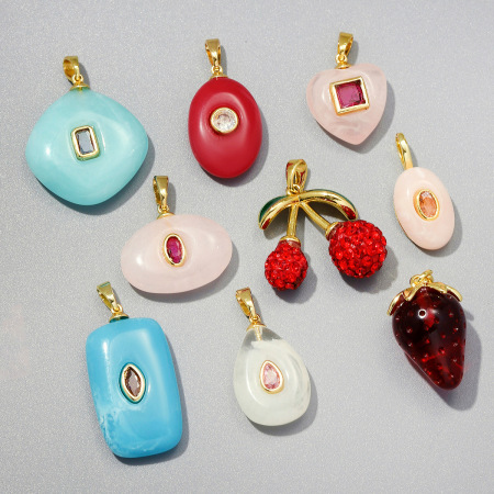 Pendentifs pour femmes en cuivre doré, style goutte à faire soi-même, série simple 2