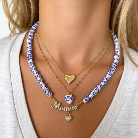 Colliers de perles ethniques rétro en forme de cœur, ornés de zircon cuivré, pour femmes