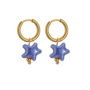 Boucles D'Oreilles Pendantes Pour Femmes, Style Océanique, En Céramique, Motif Étoile De Mer, En Acier Inoxydable Étanche. h5 