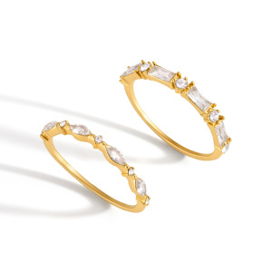 Bague Élégante Pour Femme, En Acier Inoxydable, Couleur Or, Avec Zircon, Et Chaîne De Forme Irrégulière. h5 Image5
