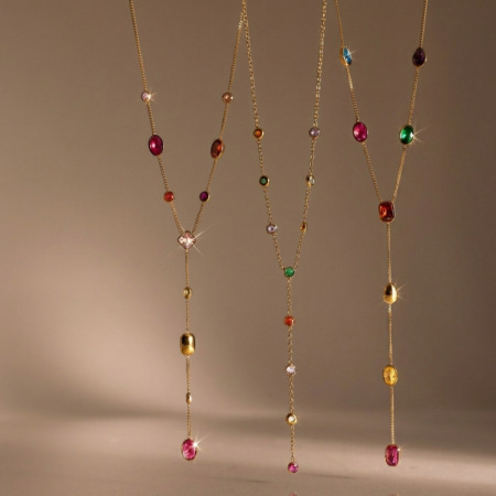 Colliers pendentifs pour femmes en acier inoxydable étanche couleur or avec zircon, collection luxueuse