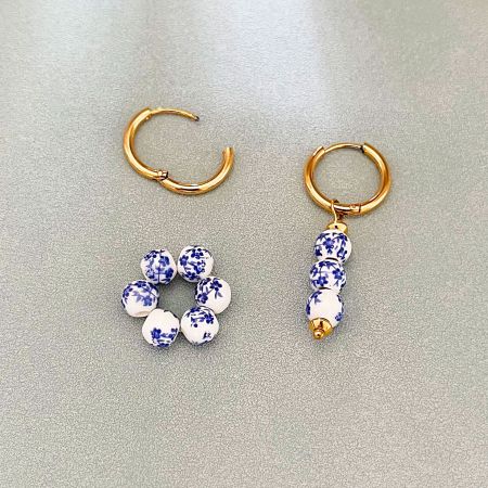 Boucles d'oreilles perles rétro Simple Series en acier inoxydable couleur or pour femmes 2