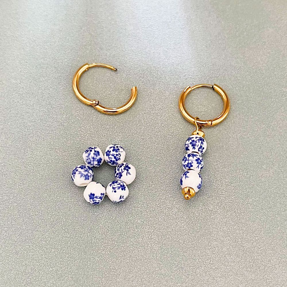 Boucles D'Oreilles Perles Rétro Simple Series En Acier Inoxydable Couleur Or Pour Femmes Image2