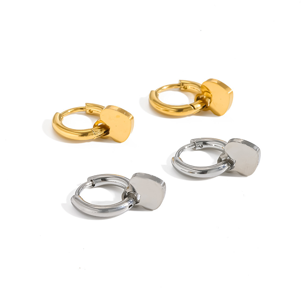 Boucles D'Oreilles Créoles Pour Femmes, En Acier Inoxydable Doré, Forme Géométrique Simple, Étanches. h5Image5